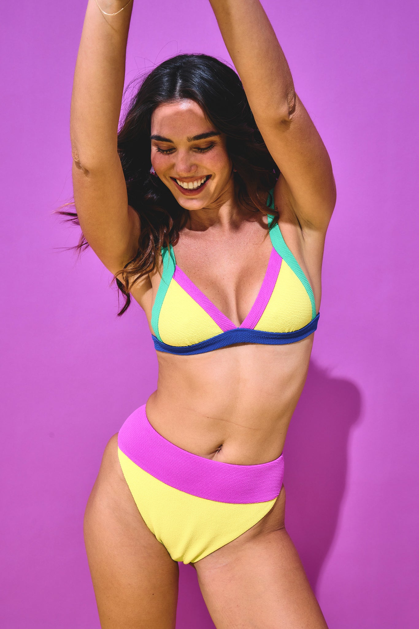 Triangle Bikini Top in Lemon Colorblock –