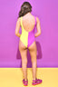 Girls Colorblock One Piece Swimsuit in Yellow and Bougainvillea