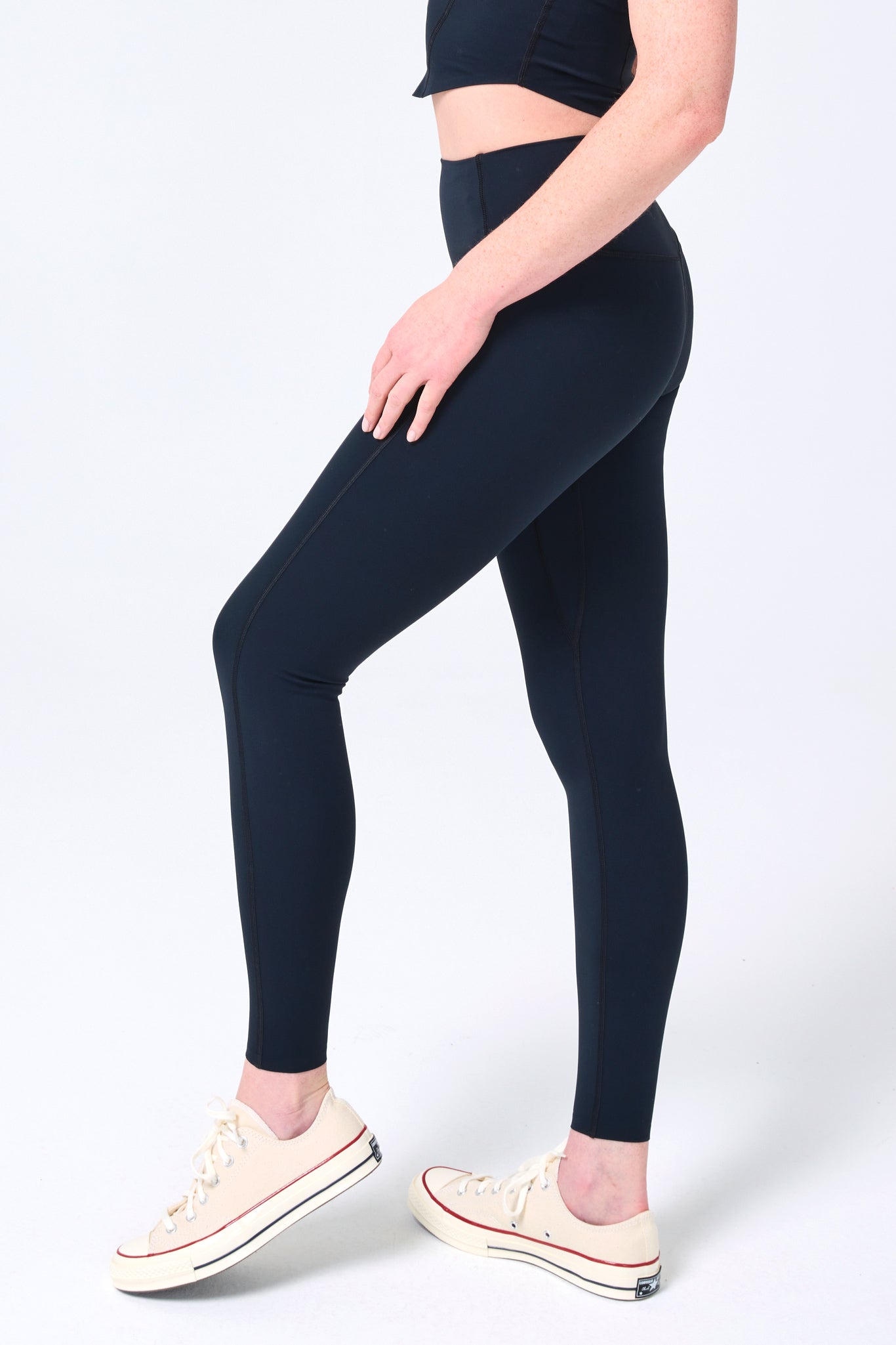 High Waisted Leggings - Regular Length w/Pockets - OneSize - Black & Biker  Shorts - 8 inch - Pockets - Small