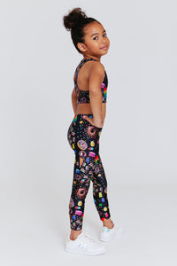 Girls Leggings in Black Candy Spill