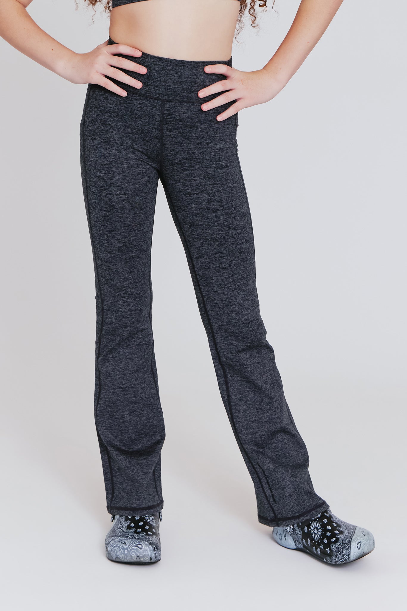 Kids TLC Flare Leggings in Dark Heathered Gray –