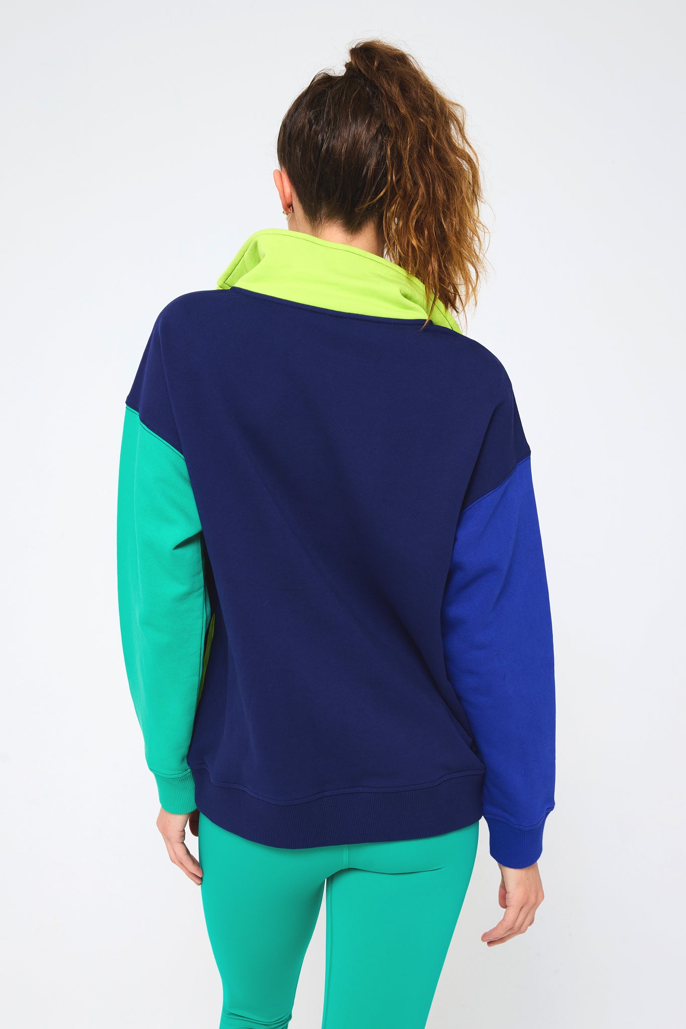 Colorblock Quarter Zip Sweatshirt in Navy – Terez.com