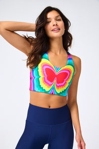 DuoKnit Sports Bra in Navy Psychedelic Butterfly