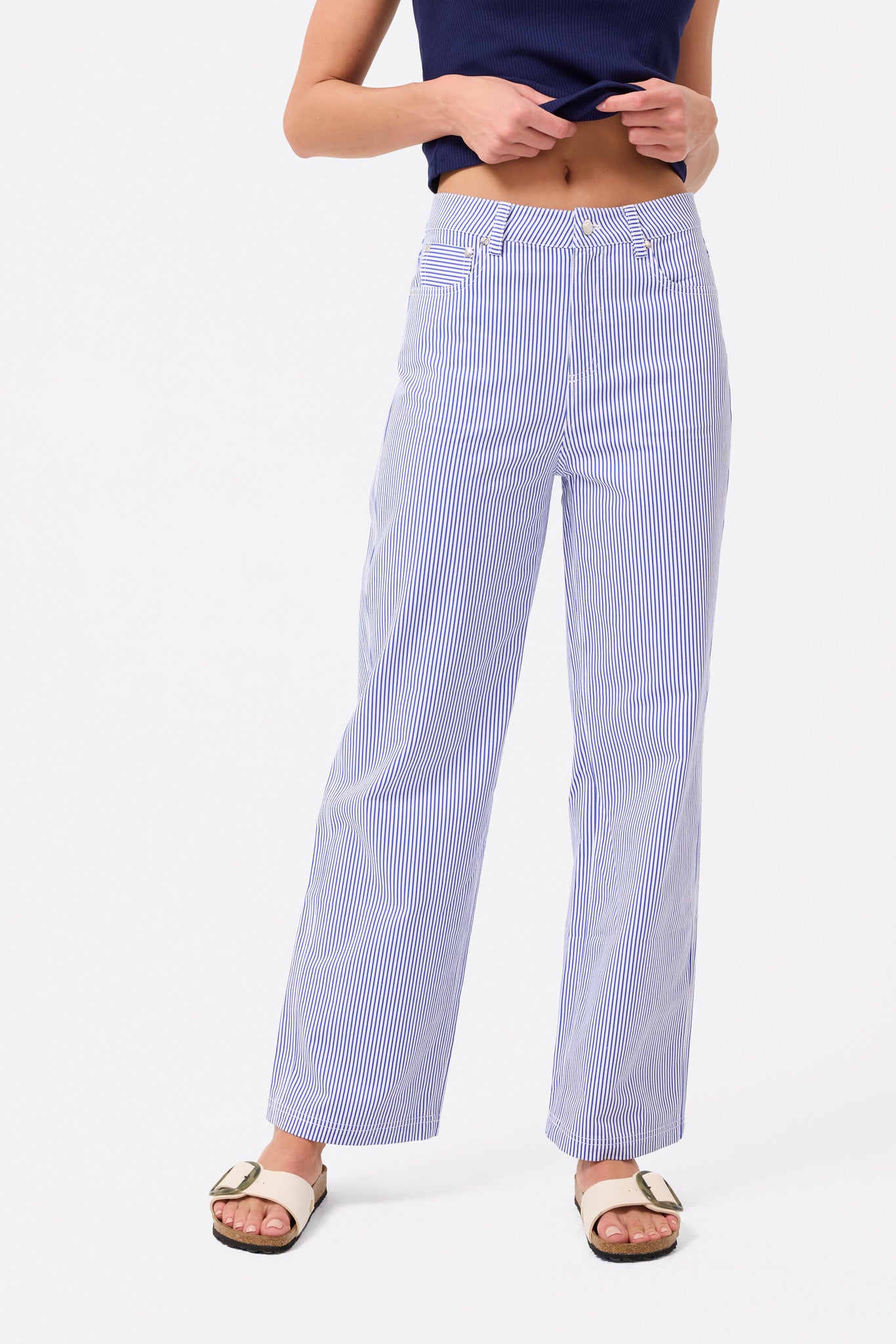 ToBeInStyle Women's Heather Side Striped Active Pants – Comfortable Capris For Workouts & Lounging