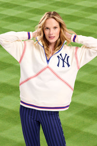 New York Yankees Quarter Zip with Baseball Stitch