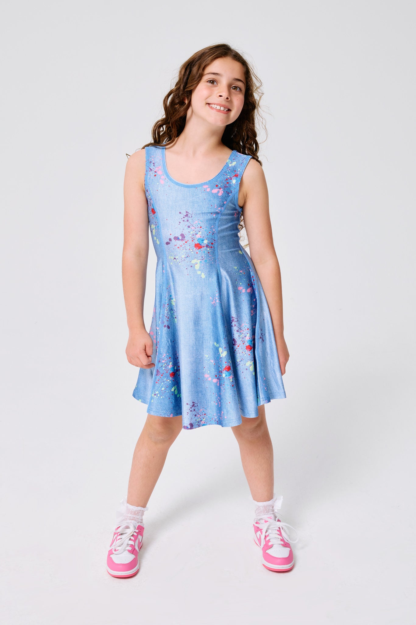 Girls Cream Travel Skater Dress