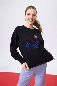 Los Angeles Dodgers Gems Logo Crew in Black