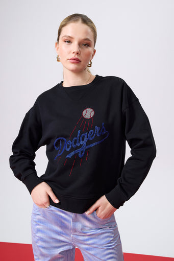 Los Angeles Dodgers Gems Logo Crew in Black