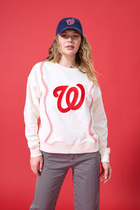 Nationals Multi Logo Baseball Stitch Crew in Sugar Swizzle