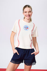 Blue Jays Baseball Stitch Tee in Sugar Swizzle