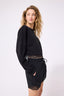 Lace Trim Crew in Black