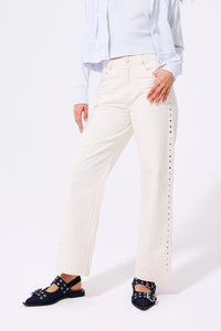 Studded Twill Pant in Sugar Swizzle