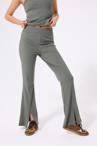 Rib Split Flare in Moss