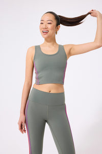 TLC Piping Crop Top in Moss