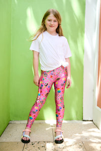 Girls Leggings in Pink Candy Spill