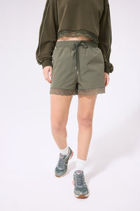 Lace Trim Short in Moss