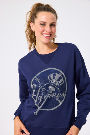 New York Yankees Gems Crew in Navy Tonal