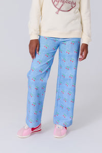 Girls Twill Pant in Cherries on Denim