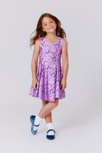 Girls Skater Dress in Purple Bows