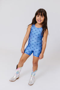 Girls Leotard in Star Denim