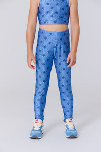 Girls Hi-Shine Leggings in Star Denim