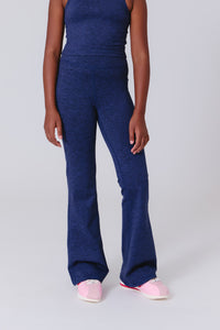 Girls TLC Flare Leggings in Heathered Navy