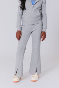 Girls Rib Split Flare Pant in Collegiate Gray