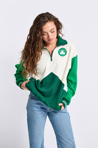 Celtics Colorblock Quarter Zip Sweatshirt in Team Colors