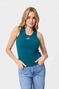 Philadelphia Eagles Rib Scoop Neck Tank in Midnight Green