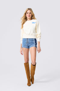 Los Angeles Rams Bubble Sleeve Crop Crew in Sugar Swizzle