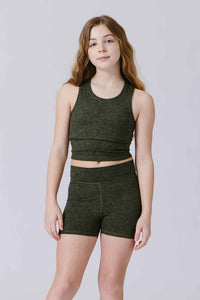 Girls TLC Crop Top in Uniform Green