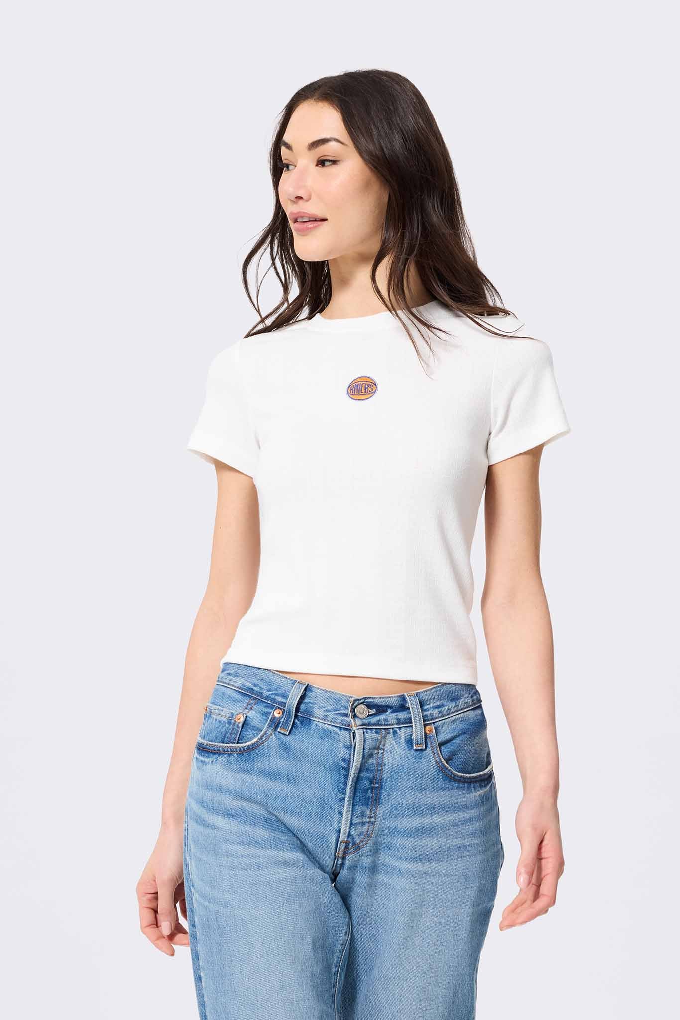 New York Knicks Pointelle Baby Tee in Sugar Swizzle – Terez.com