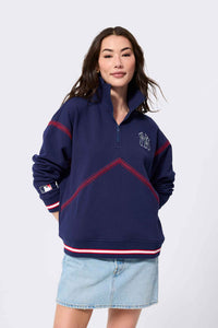 New York Yankees Stitch Quarter Zip in Navy