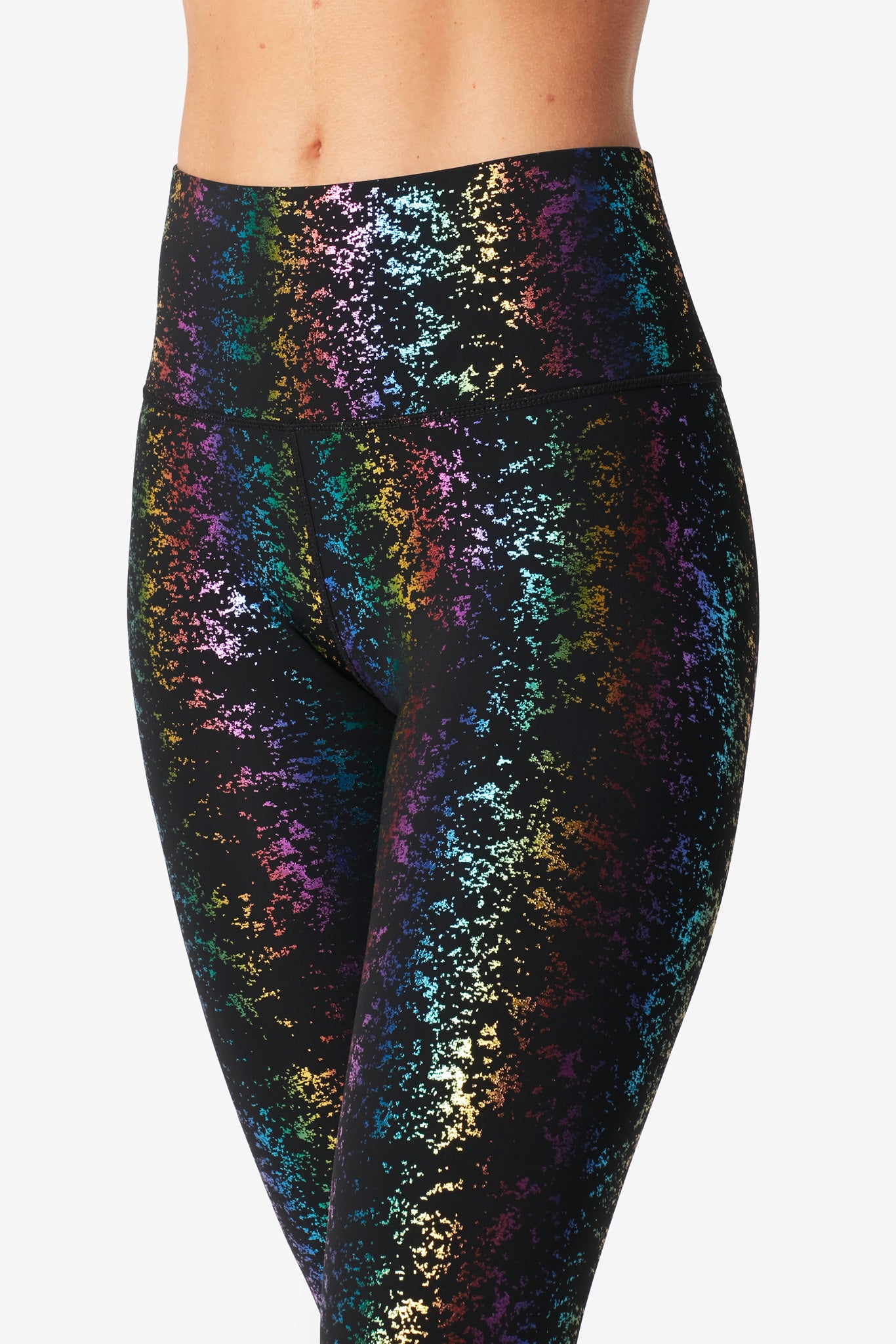 Iridescent Rainbow Glitter Gradient Stock Printed Yoga Leggings