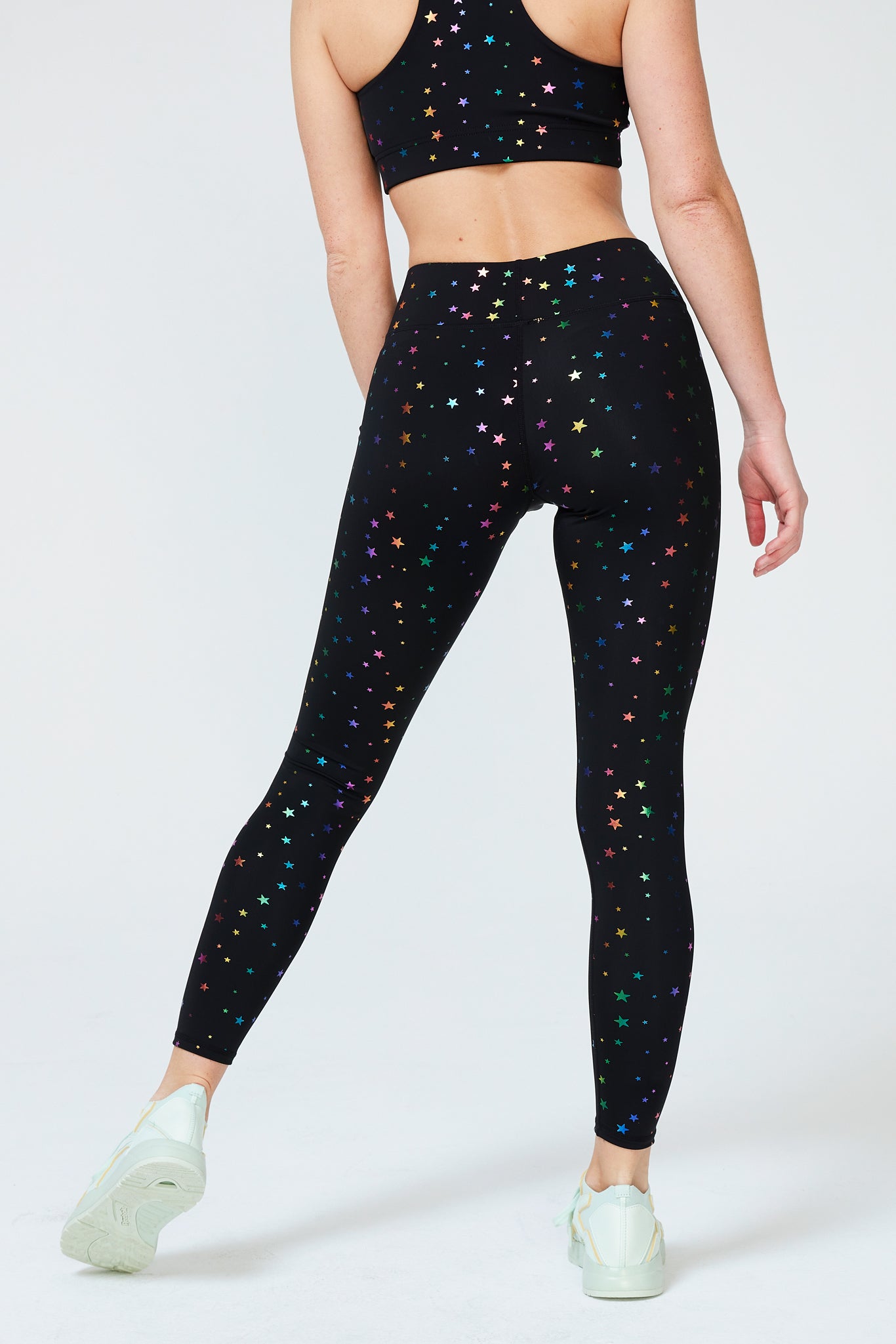 Uplift Leggings in Black Silver Mini Star Foil –