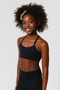Girls TLC Y-Back Bralette in Jet Black