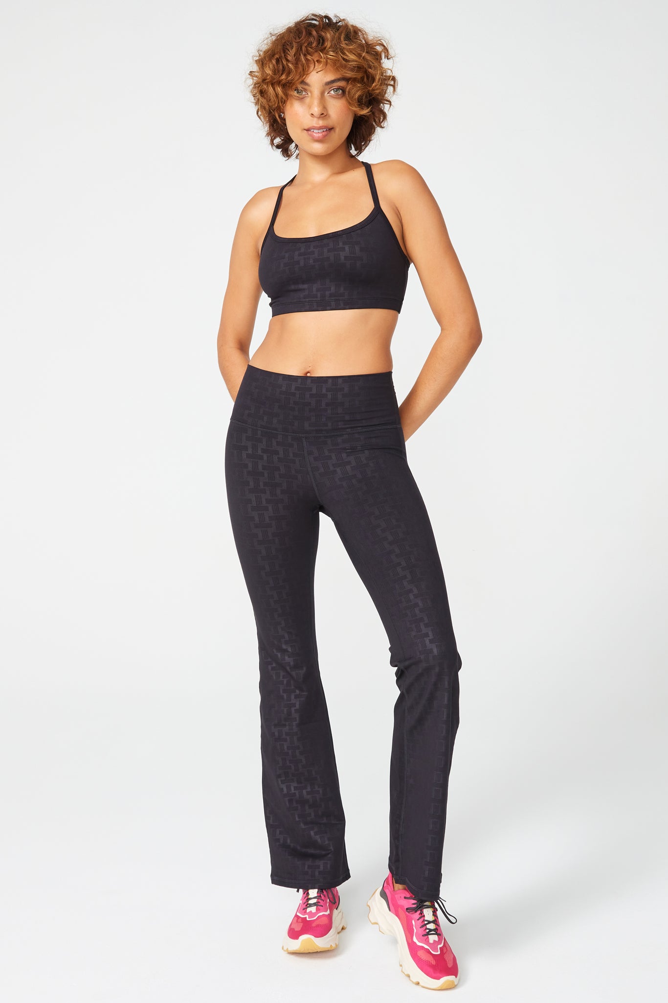 TLC Monogram Flare Leggings in Jet Black –