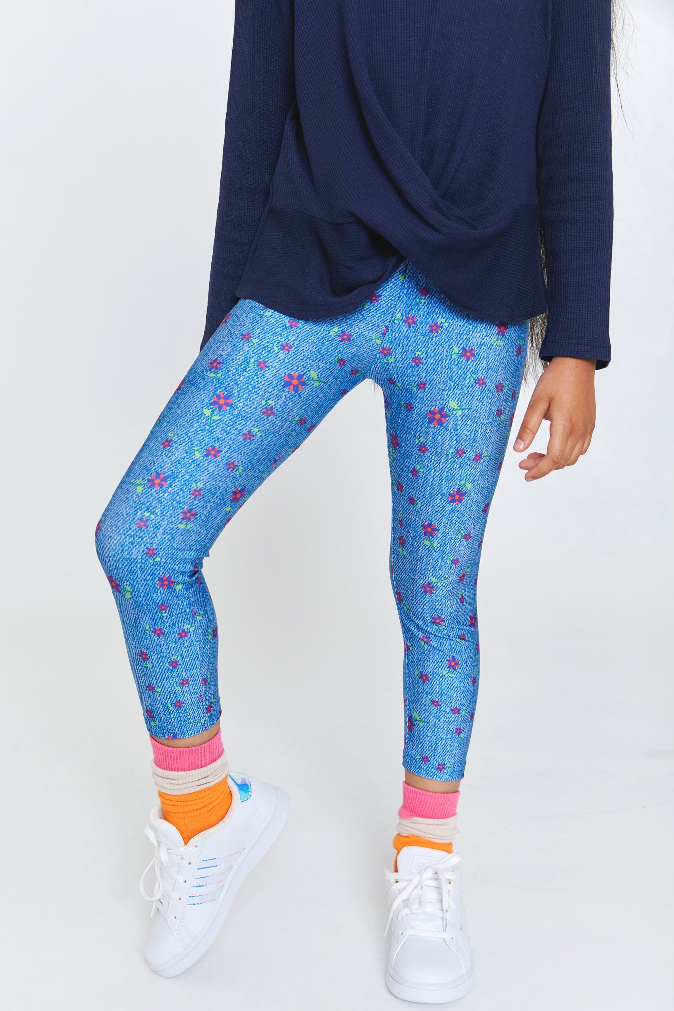 HUE Floral Denim Capri Leggings & Reviews