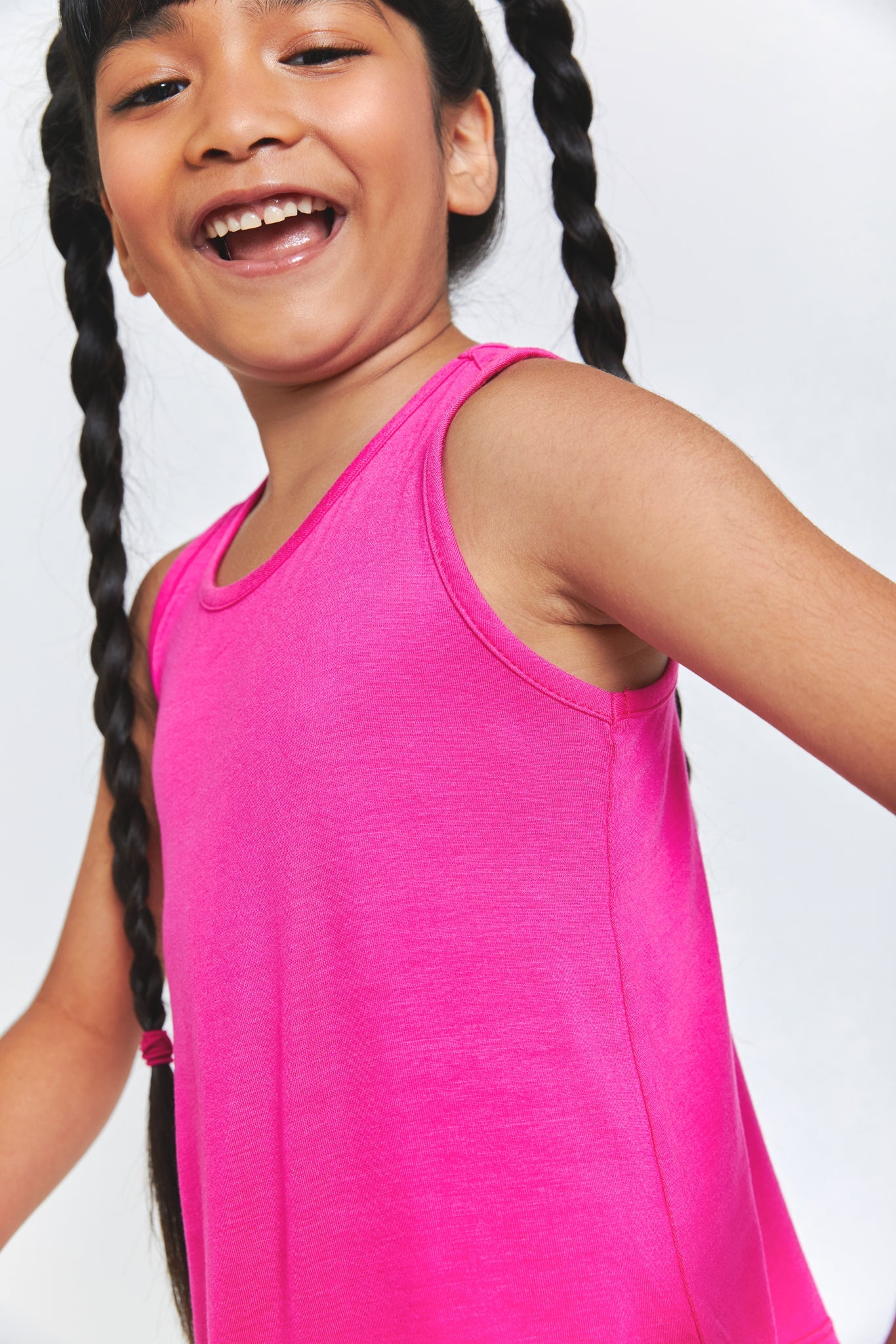 Kids Racerback Tank In Hot Pink