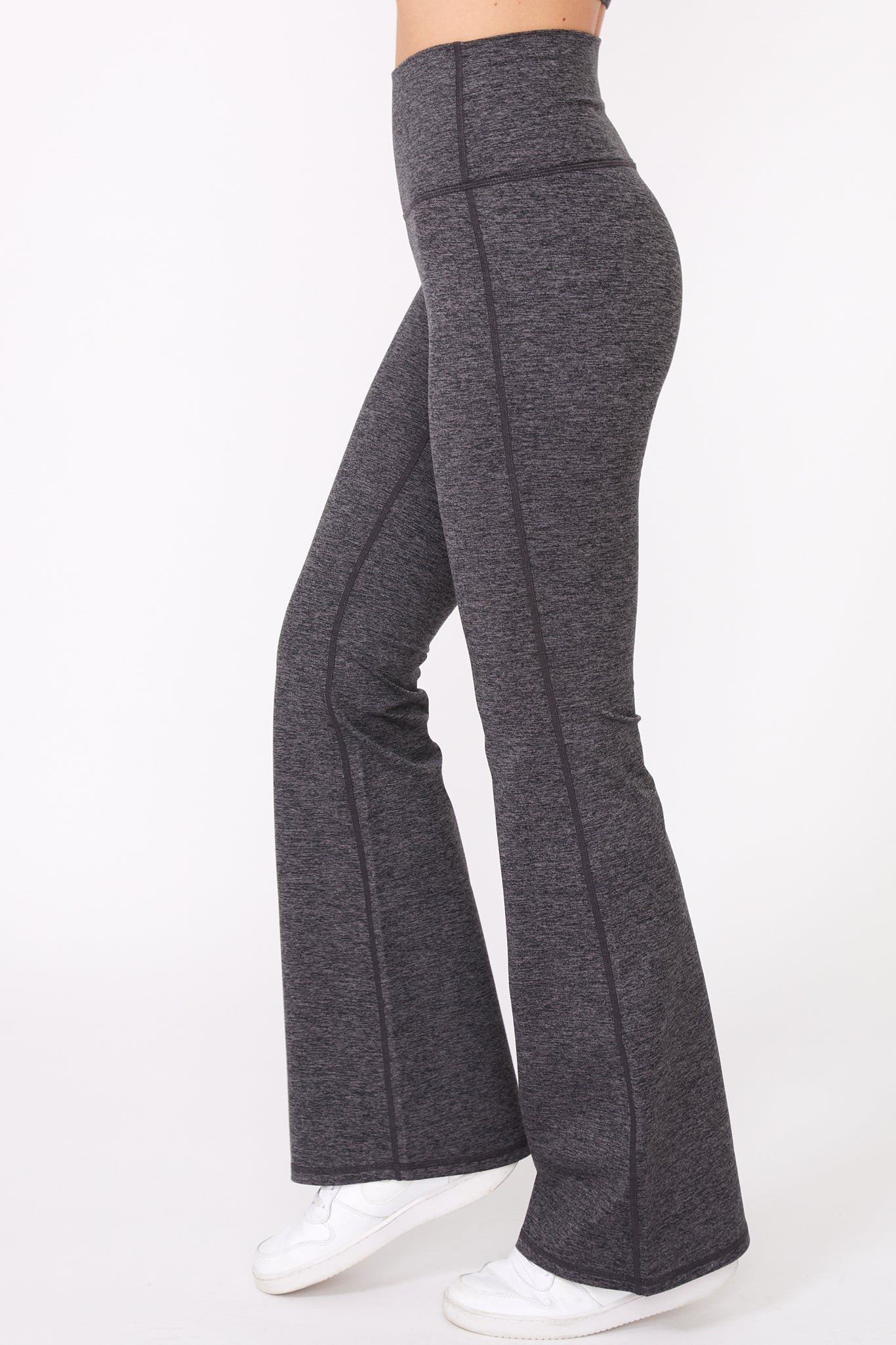 Womens Black And Grey Flare Gray Flare Leggings With Bell Bottom