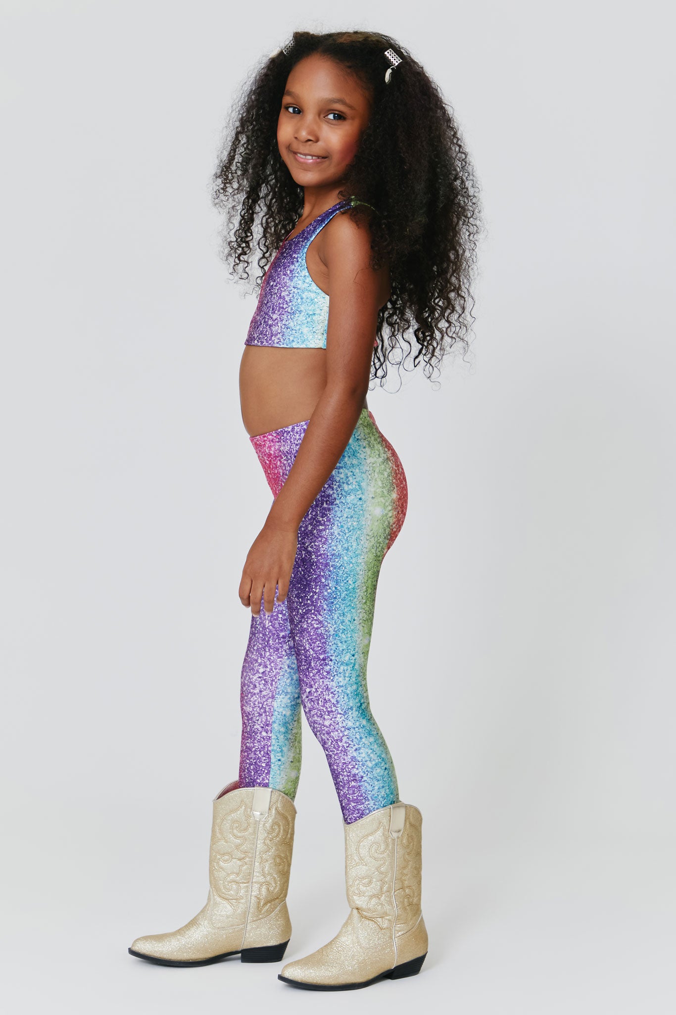 Terez Girl's Rainbow Glitter Leggings, Size 7-14