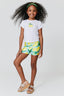 Kids Booty Shorts in Aqua Lemon Spritz