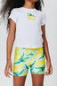 Kids Booty Shorts in Aqua Lemon Spritz