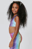 Kids Sports Bra in Rainbow Glitter Foil