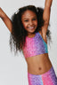 Kids Sports Bra in Rainbow Glitter Foil