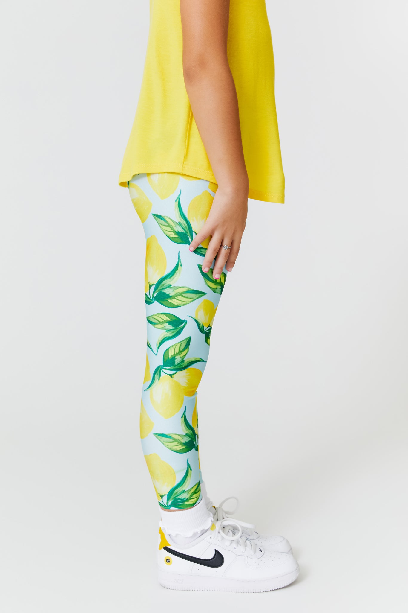 Kids Leggings in Aqua Lemon Spritz –