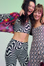 DuoKnit Sports Bra in Black and White Wave