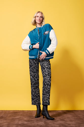 Philadelphia Eagles Bomber Jacket in Midnight Green and Sugar Swizzle