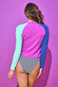 Mock Neck Rashguard in Bougainvillea Colorblock
