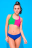 Girls Colorblock Sport Bikini in Terez Pink and Spring Green